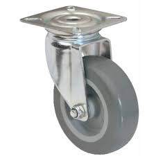 ROULETTE PIVOTENTE PLATINE CAOUTCHOUC GRIS